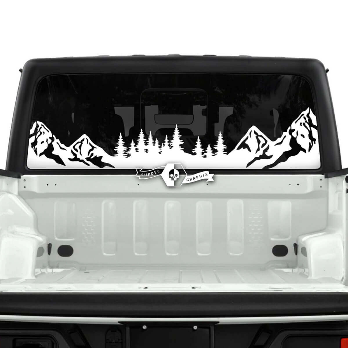 Jeep Gladiator Lunotto posteriore Montagne Foresta Adesivi Decalcomanie Grafica in vinile Striscia
