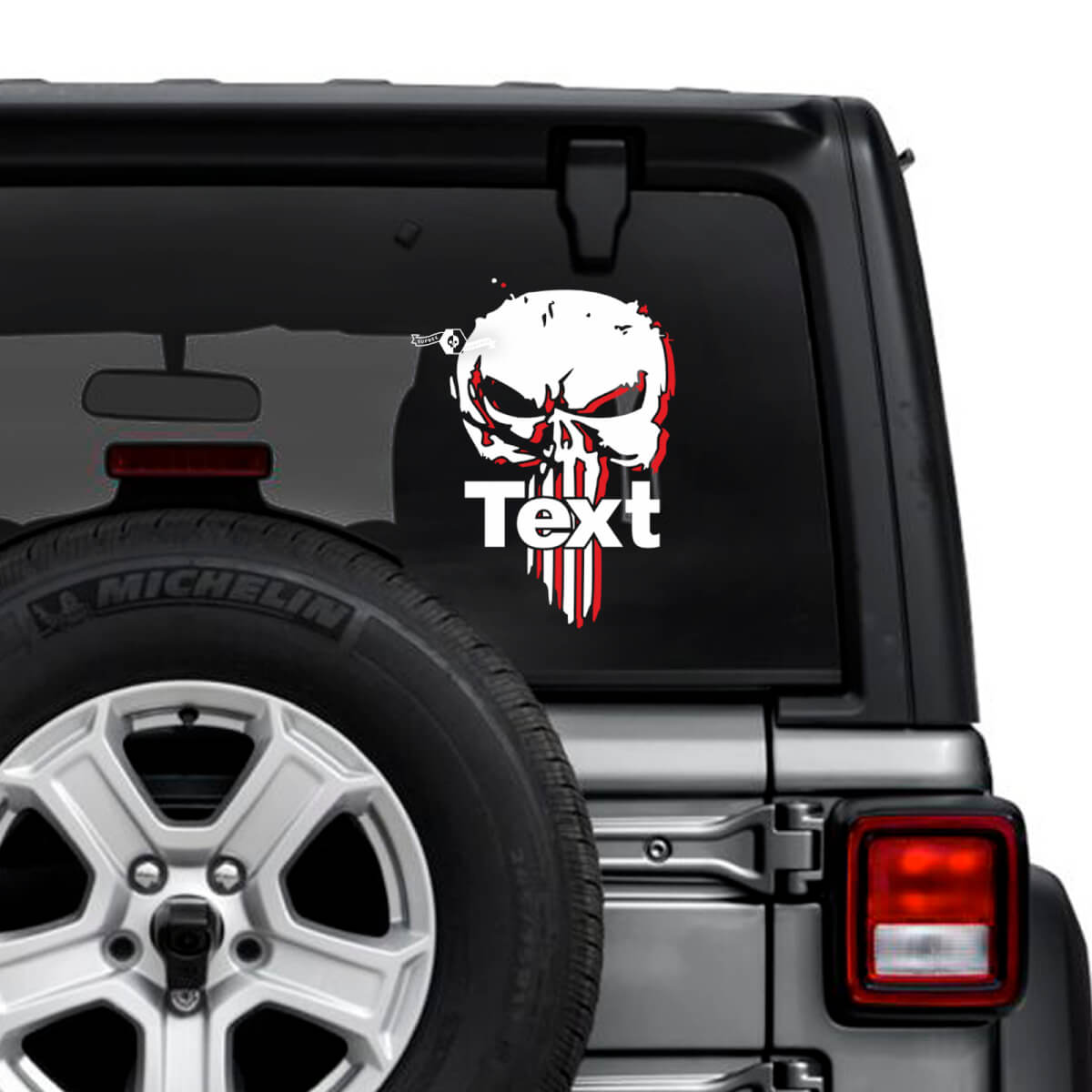 Jeep Wrangler Unlimited Lunotto posteriore Punisher Shadow Adesivi Decalcomanie Grafica in vinile 2 colori
