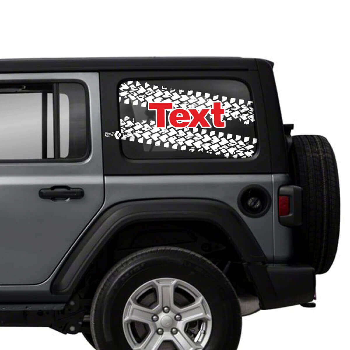Adesivi in vinile con doppia traccia di pneumatico per finestrino posteriore Jeep Wrangler Unlimited