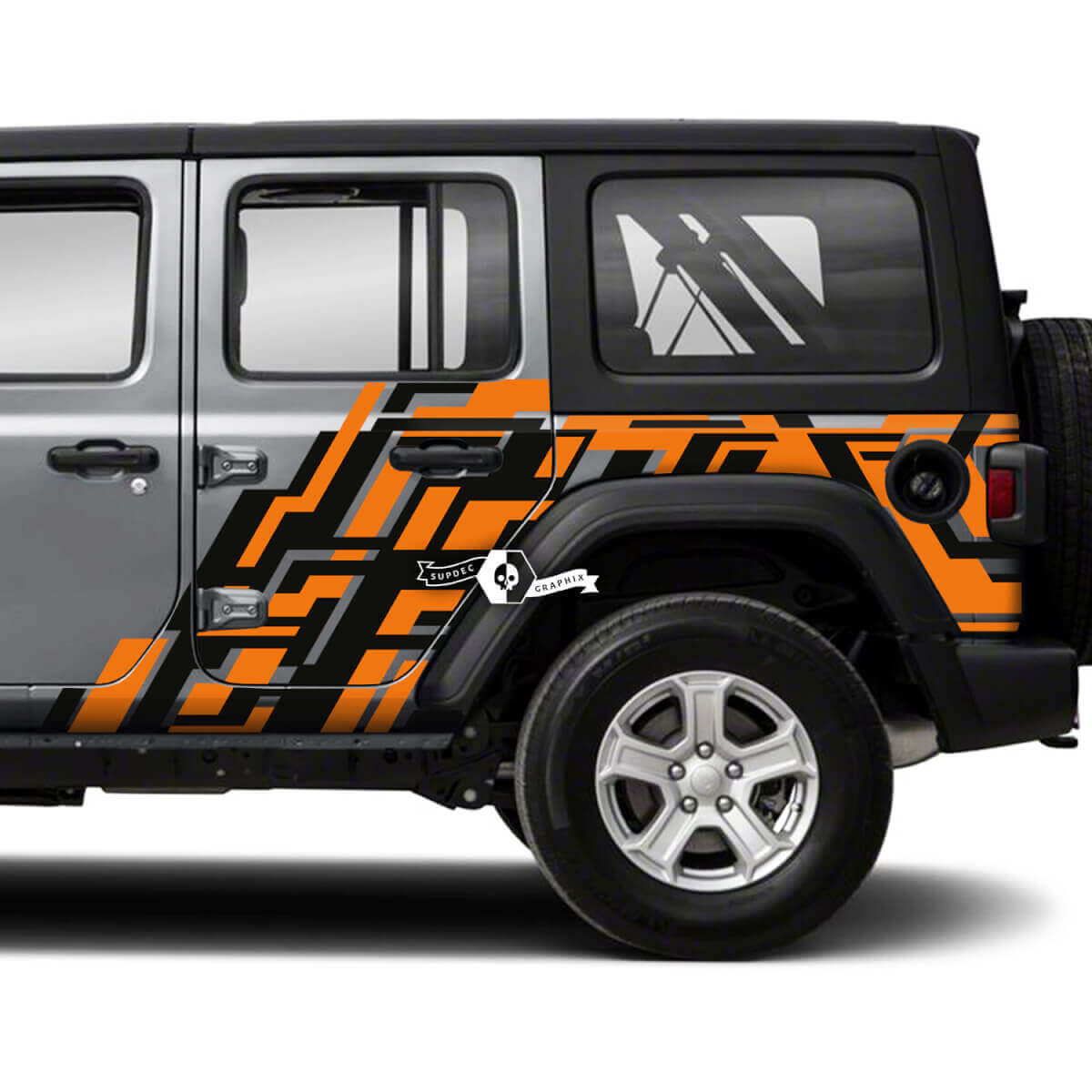 Coppia di Jeep Wrangler Unlimited Porte laterali Splash Geometry Adesivi Decalcomanie Grafica in vinile Striscia
