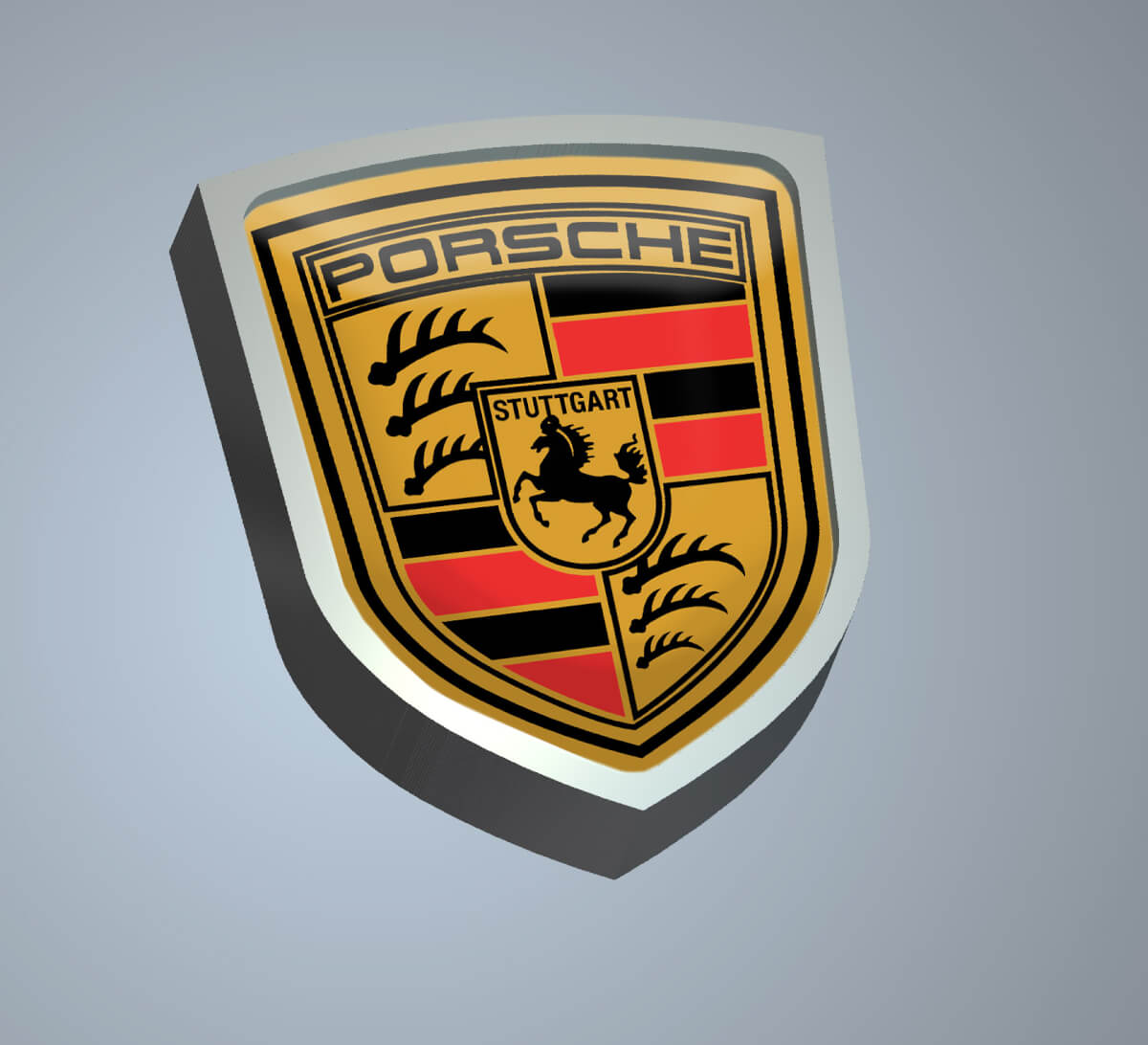 Stemma Porsche in metallo e alluminio, emblema laterale del letto, in alluminio, adatto per Porsche
