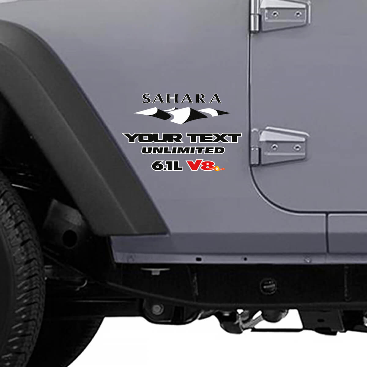 Adesivo laterale in vinile stile montagna Sahara 6.1L V8 per Jeep Wrangler Unlimited