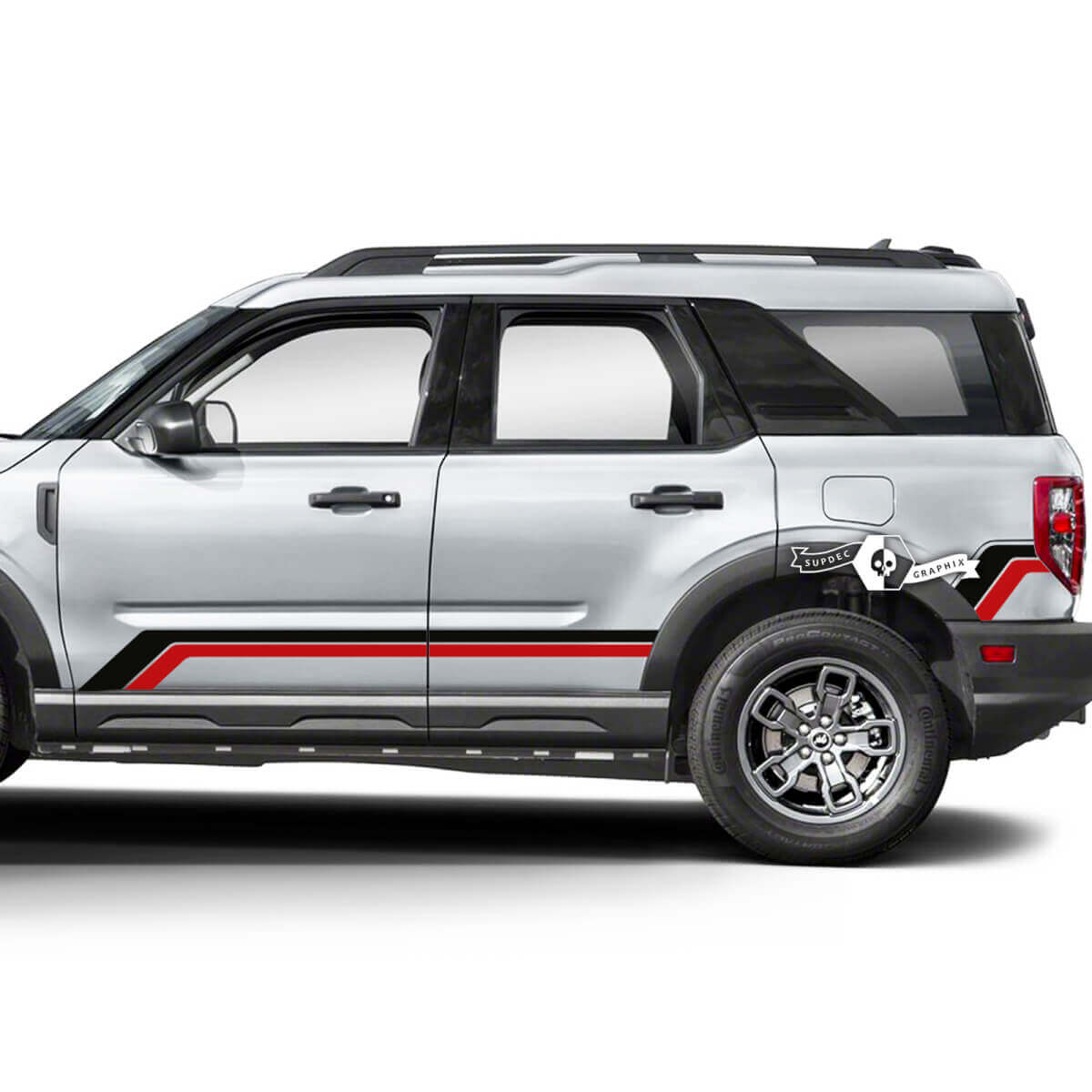 2x adesivi per decalcomanie Ford Bronco Doors Up Side Fender a doppia linea 2 colori
