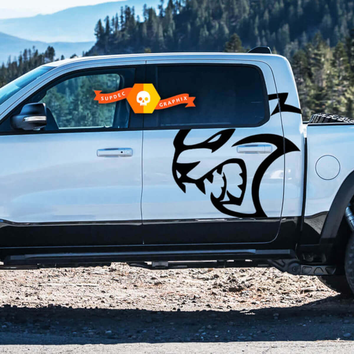 Kit di decalcomanie laterali in vinile con logo Hellcat per Dodge Ram 1500 TRX