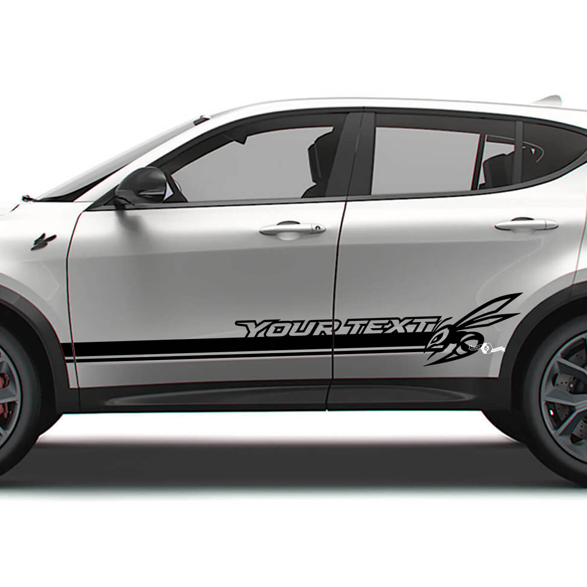 Adesivi in Vinile Personalizzati a Strisce Laterali con Logo Hornet per Porte Dodge Hornet