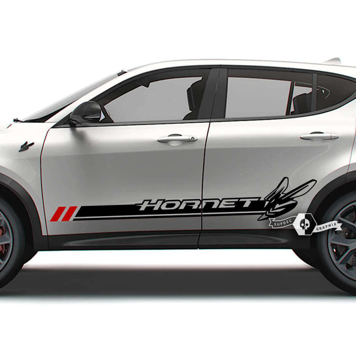 Kit Adesivi in Vinile con Striscia Laterale e Logo Stile Hornet per Dodge Hornet