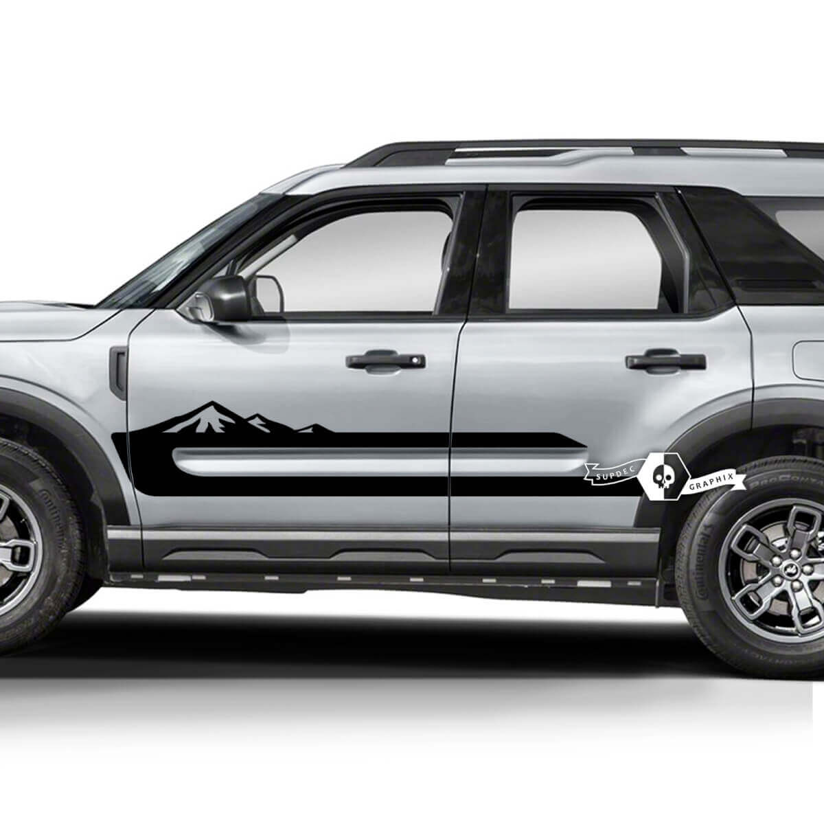 Coppia adesivi decalcomanie Musclecar horse porte laterali montagne
