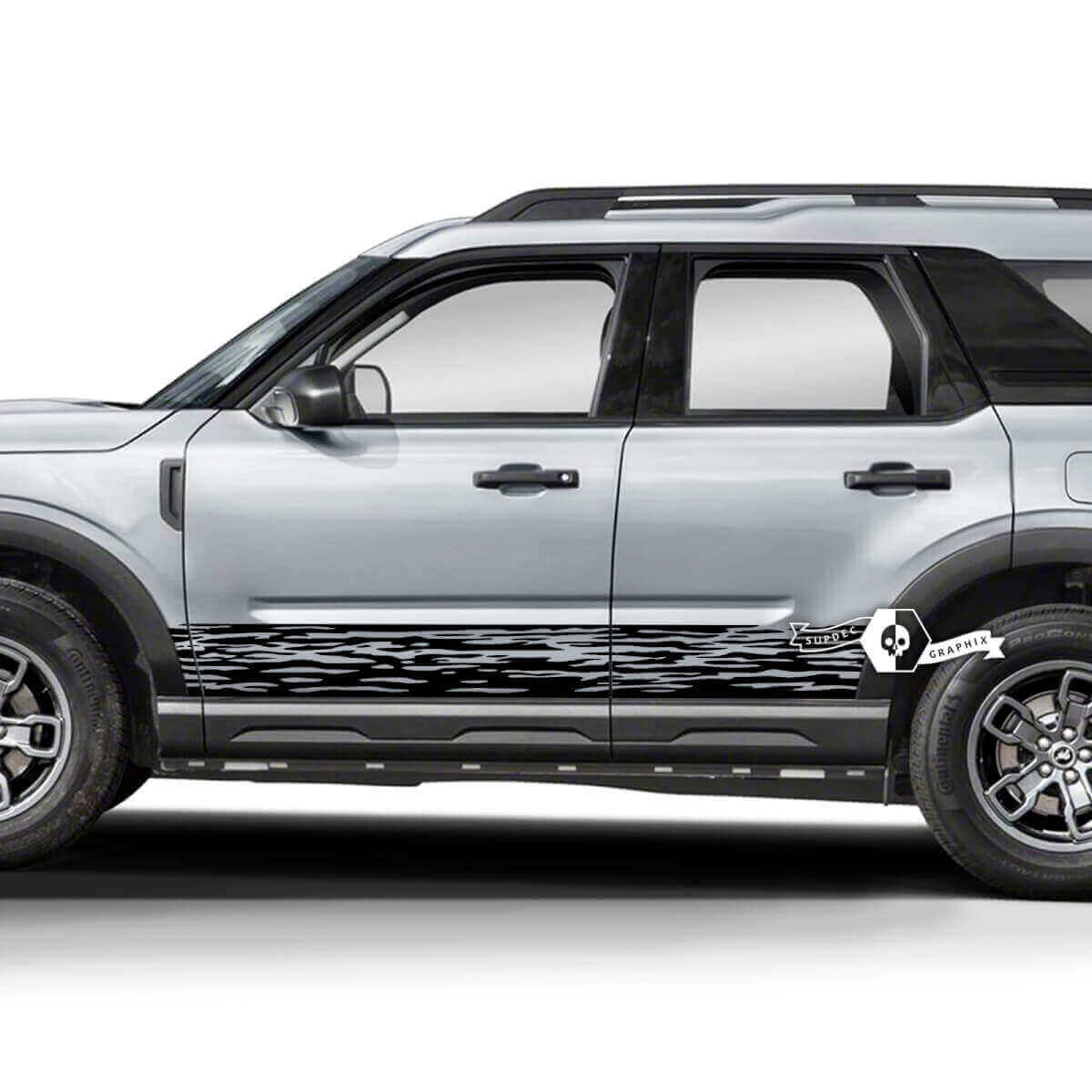 Adesivi laterali per minigonne con spruzzo di vernice abbagliante distrutta per Ford Bronco