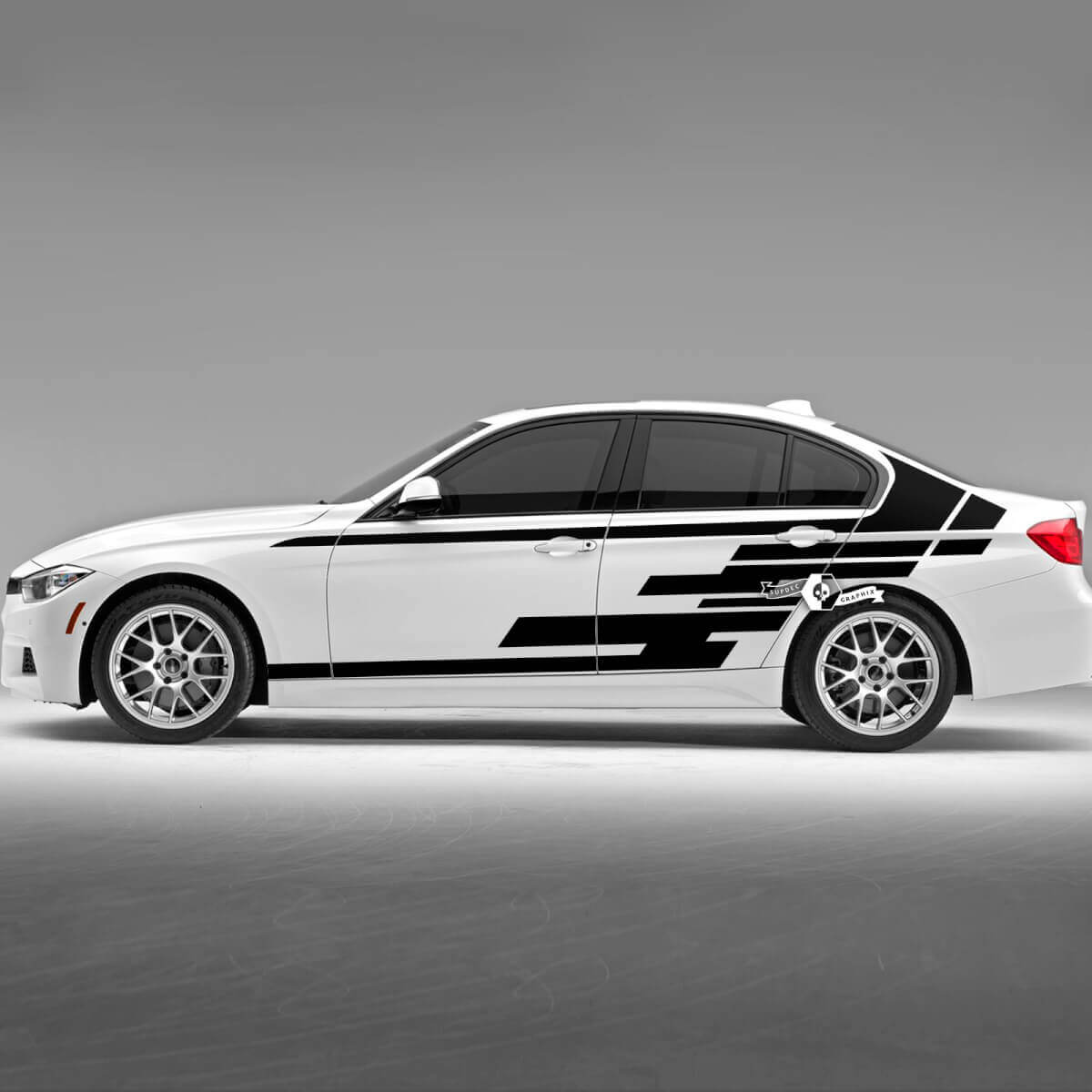 Coppia BMW Hood Doors Side Stripes Rally Motorsport Geometry Graphics Vinile adesivo F30 G20
