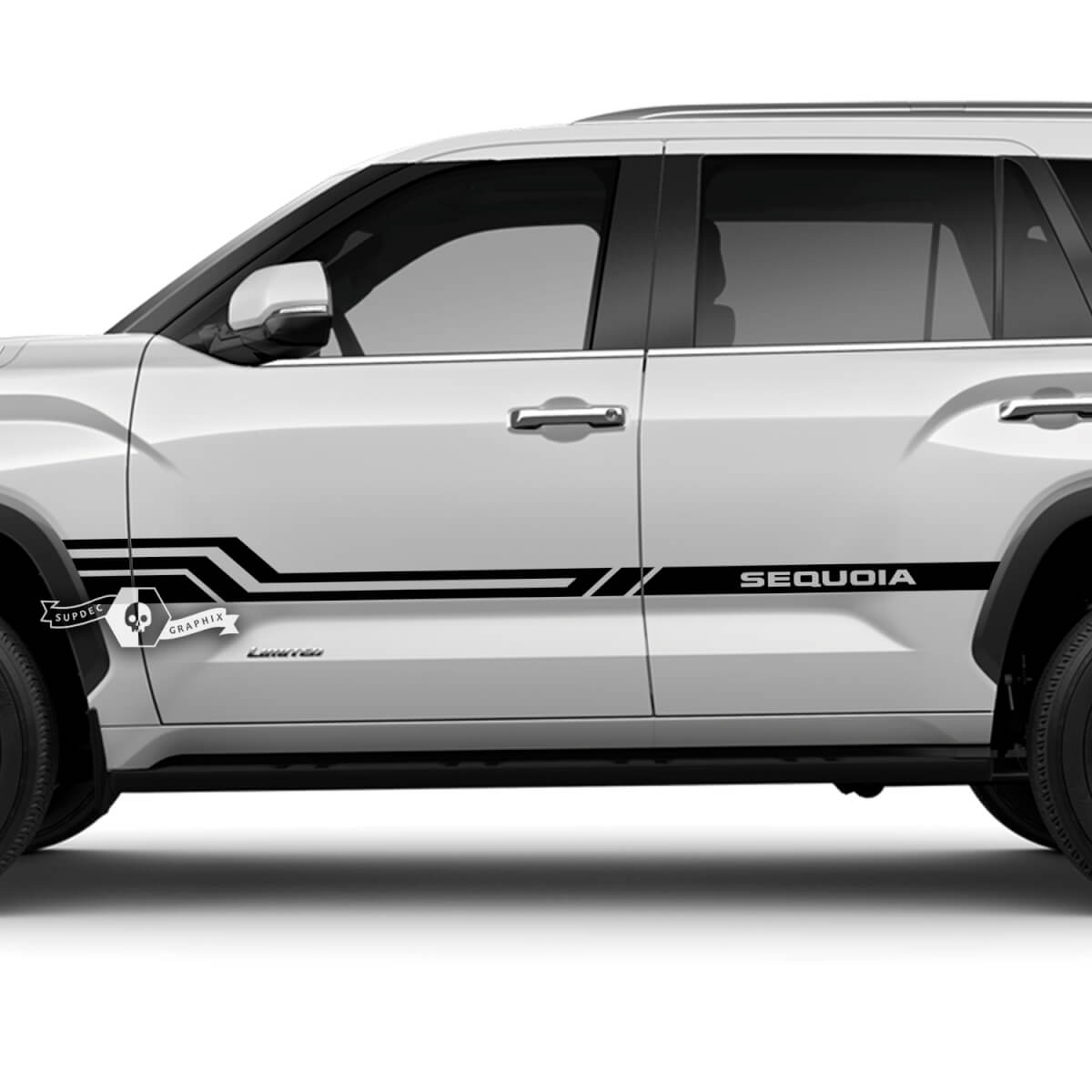 Coppia adesivi in ​​vinile con logo a strisce per parafango posteriore Toyota Sequoia per porte Toyota Sequoia
