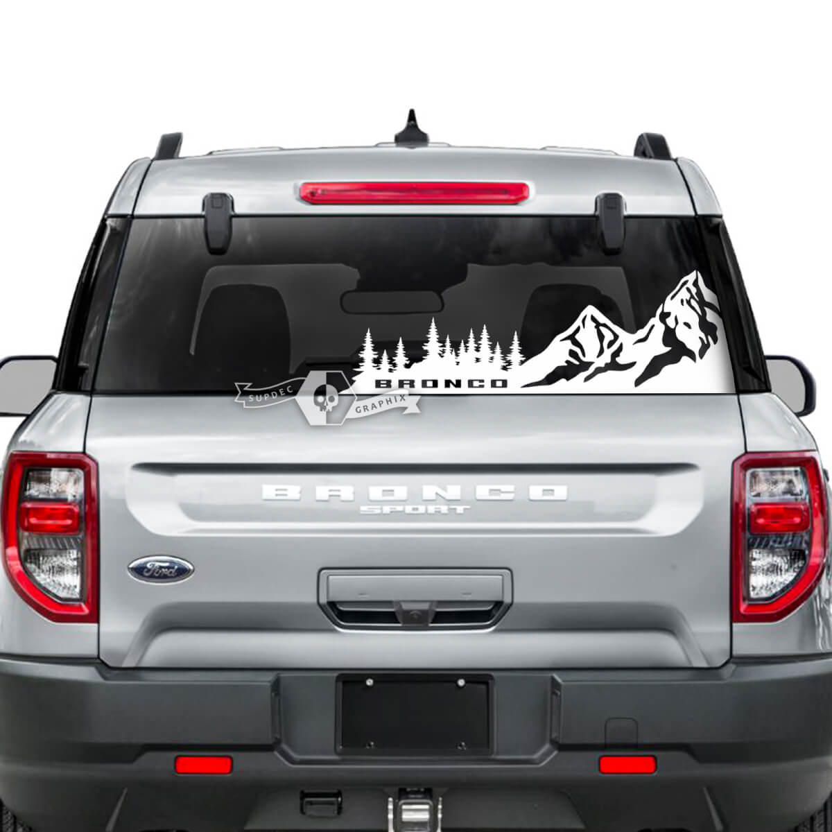Ford Bronco lunotto posteriore Forest Mountain Stripes grafica adesivi decalcomanie
