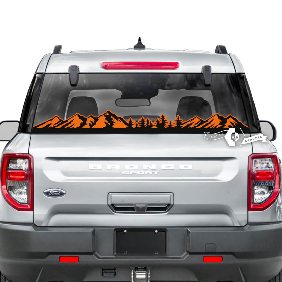 Ford Bronco lunotto posteriore foresta montagna strisce grafiche adesivi decalcomanie 2 colori
