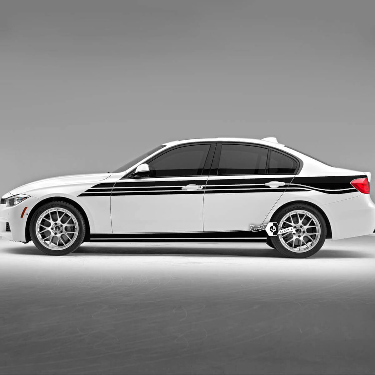 Coppia porte BMW Linee laterali Strisce Rally Motorsport Trim Vinile Adesivo F30 G20
