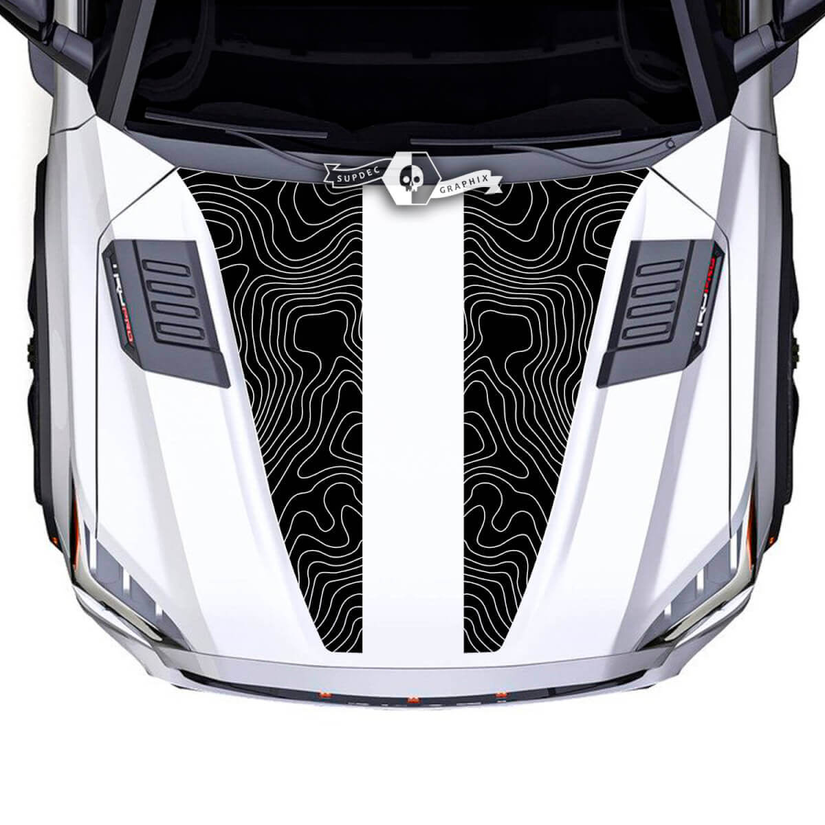 Decalcomania adesiva in vinile con mappa topografica per cofano Toyota Sequoia adatta per Toyota Sequoia
