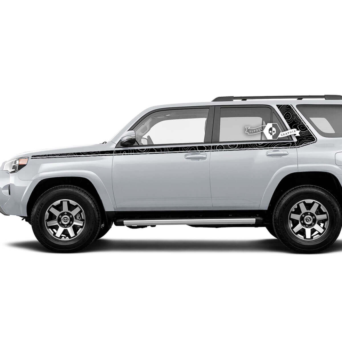 Adesivo in vinile con strisce laterali curve stile topografico per Toyota 4Runner Gen 5