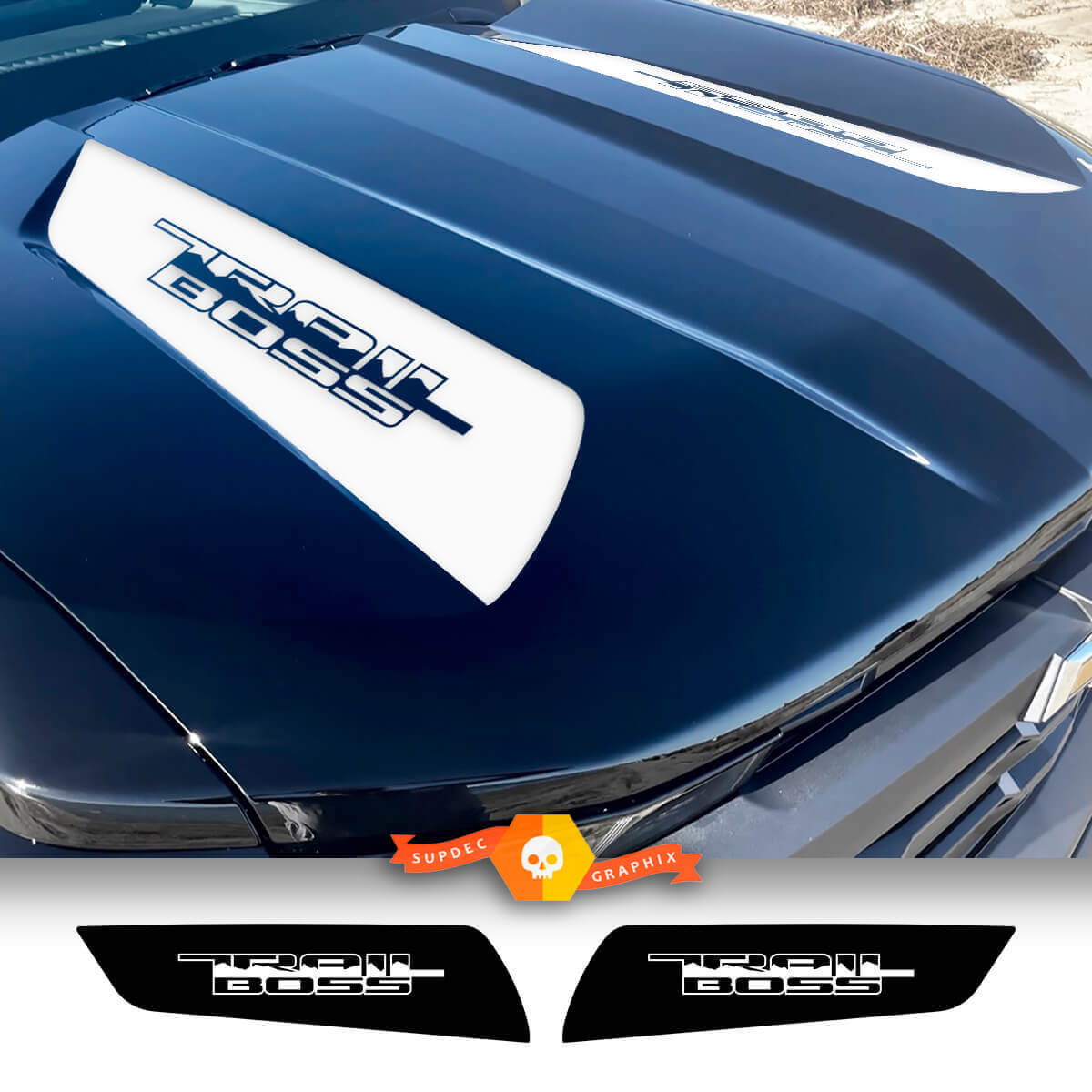 Coppia adesivi decalcomanie Chevy Colorado Trail Boss Hood Spear
