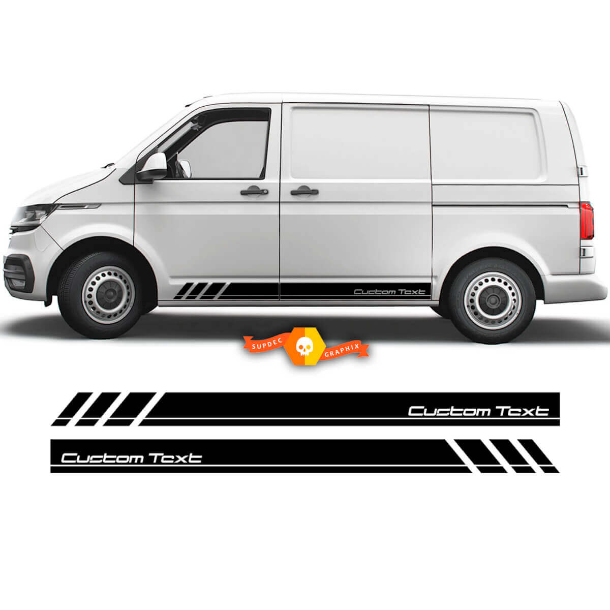 Kit di adesivi vinilici a strisce laterali personalizzate per Volkswagen Transporter T5-7