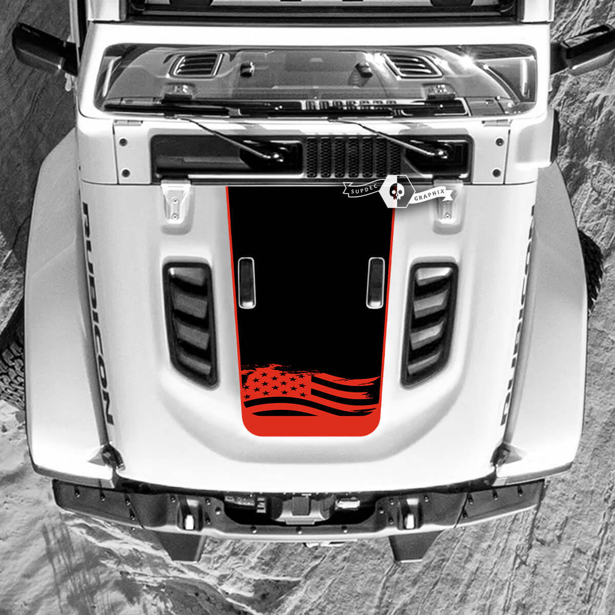 Adesivo Vinile per Cofano Bandiera USA Militare 2 per Jeep Wrangler