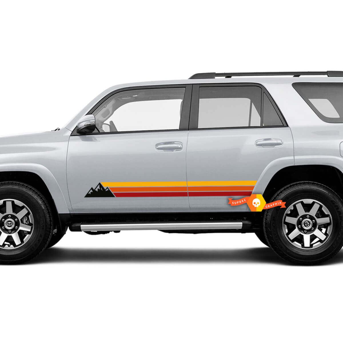 Adesivo in Vinile con Strisce Stile Retrò Montagne per Porte Toyota 4Runner