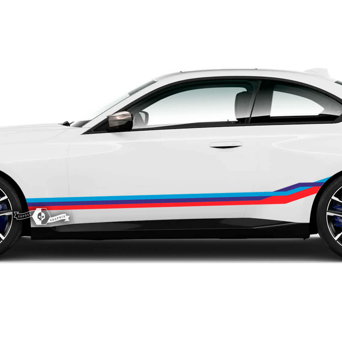 Coppia BMW M2 M240 G42 F22 F87 M Performance Rocker Panel Strisce laterali Porte Stripe M Vinile adesivo M Colori
