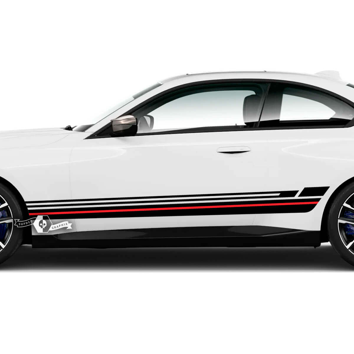 Coppia BMW M2 M240 G42 F22 F87 M Performance Pannello a bilanciere Strisce laterali Linea Porte Stripe M Adesivo in vinile 2 colori
