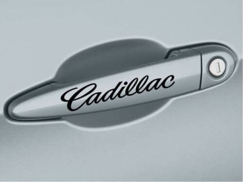 Adesivo in vinile con scritta Cadillac per maniglia porta Coppia per Cadillac