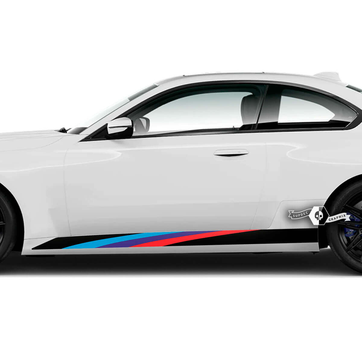 Coppia BMW M2 M240 G42 F22 F87 M Performance Rocker Panel Strisce laterali Porte Stripe Adesivo in vinile M Style
