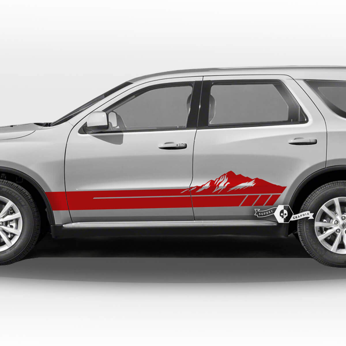 Coppia adesivi in ​​vinile con decalcomania a strisce per montagne e porte laterali Dodge Durango
