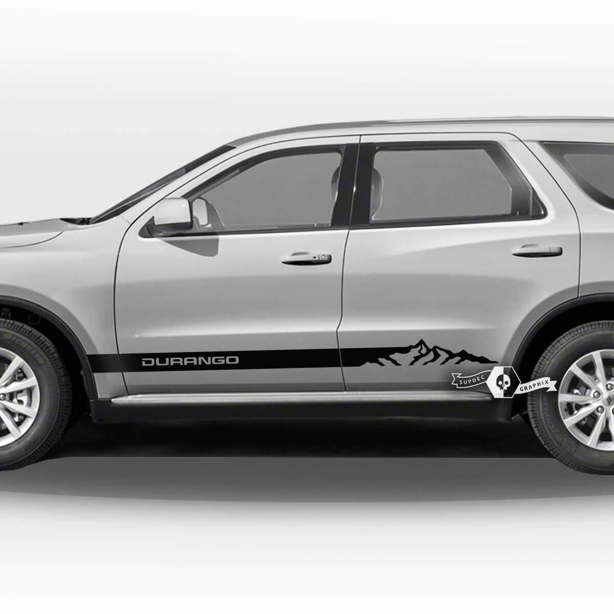 Coppia Dodge Durango porte laterali pannello basculante montagne strisce finiture decalcomanie adesivi in ​​vinile
