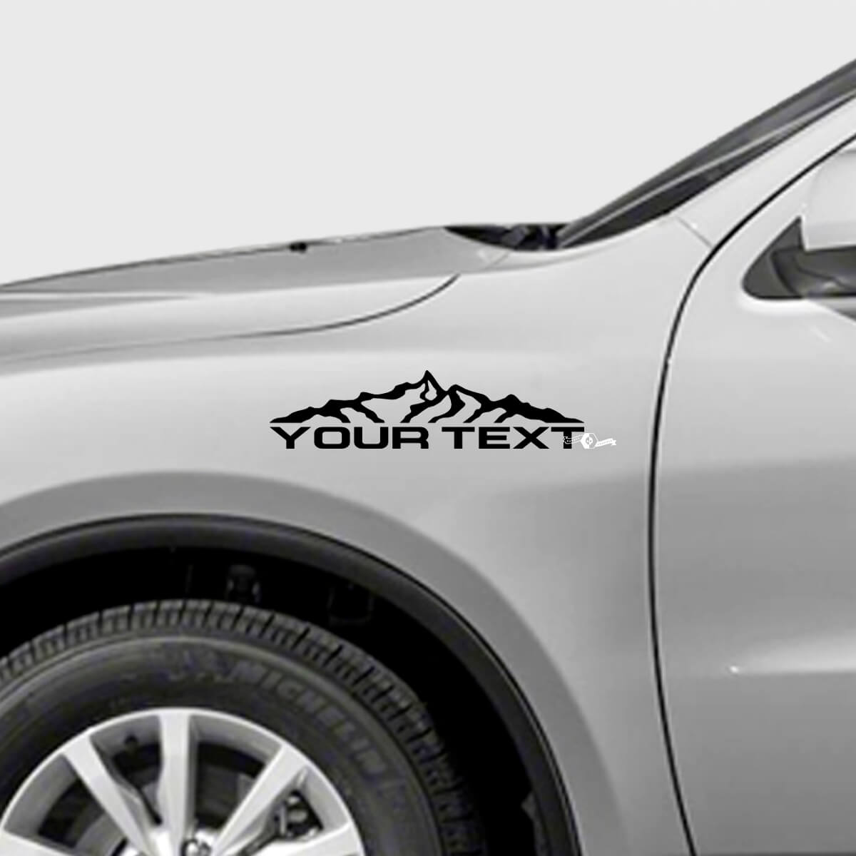 Kit di adesivi in vinile con testo personalizzato e catena montuosa per parafango Dodge Durango