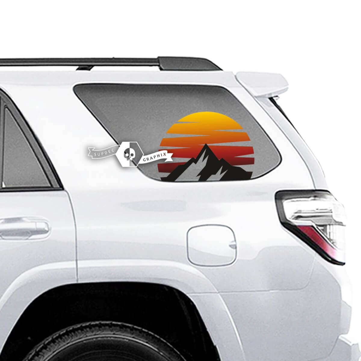 Coppia di adesivi per decalcomanie in vinile laterali retrò per finestre 4Runner Mountains SunSet per Toyota 4Runner - colorati
