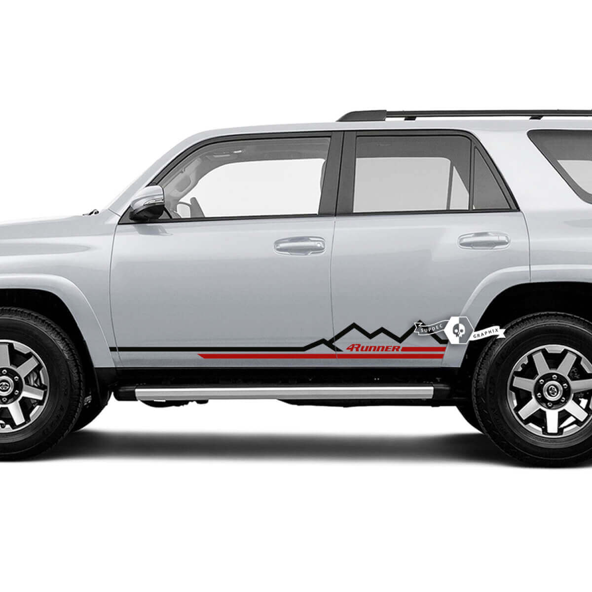 Decalcomanie per finiture in vinile per porte laterali Toyota 4Runner | Strisce da rocker di montagna

