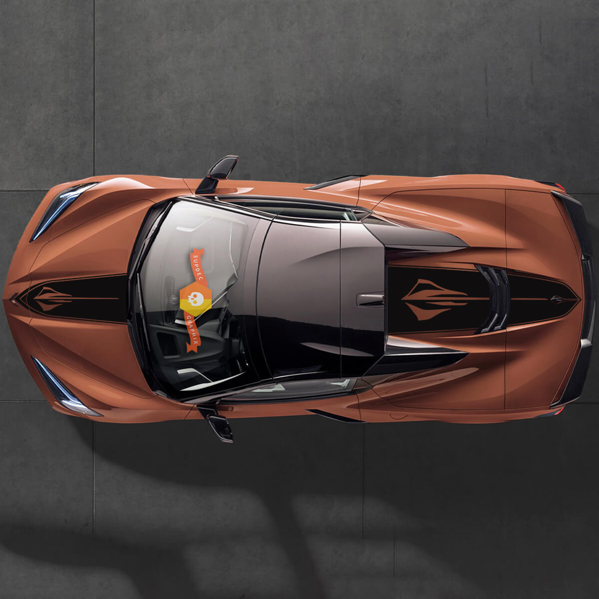 Il kit si adatta alla copertura del portellone del motore posteriore del cofano Chevrolet C8 Corvette Stingray Z06 C8R Trim Rally Racing strisce di vinile adesivi decalcomanie
