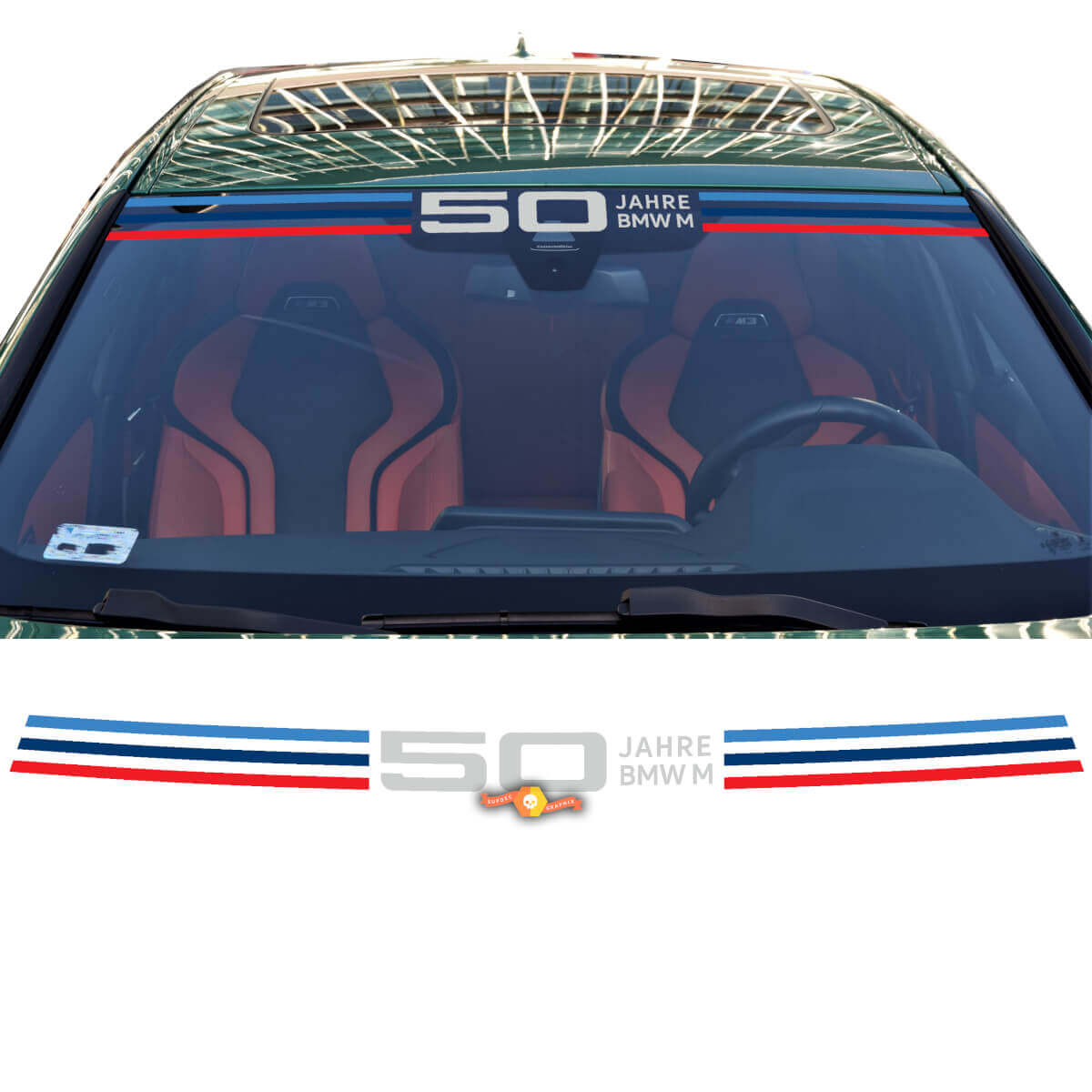 Adesivo in vinile a strisce stile BMW M 50 Anni per parabrezza per BMW Serie G