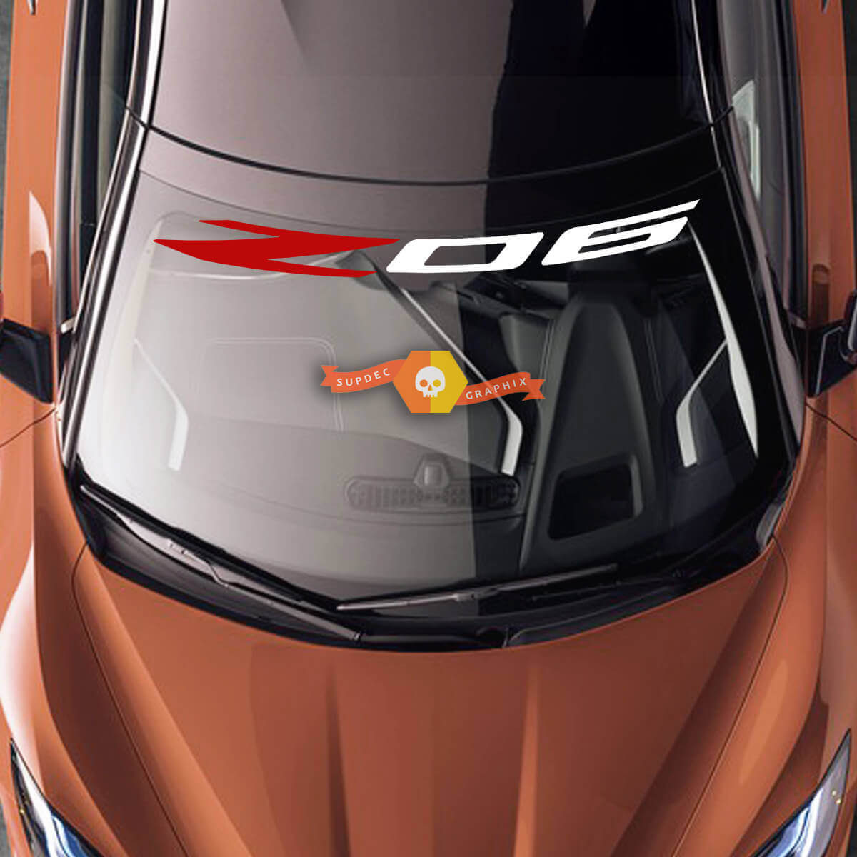 Parabrezza Chevrolet Chevy C8 Corvette Z06 adesivo in vinile 2 colori
