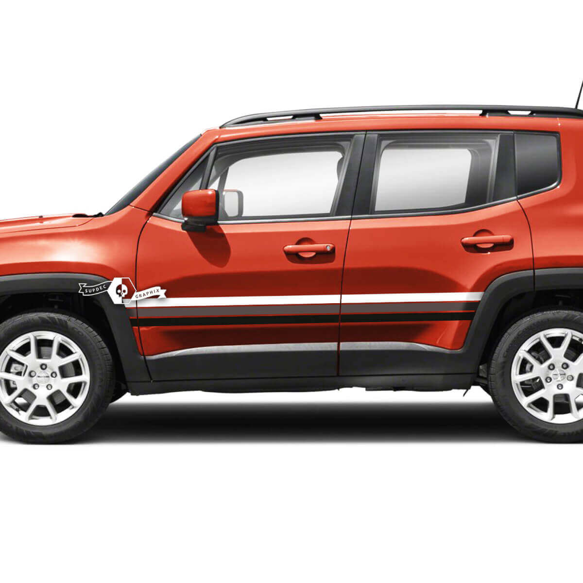Jeep Renegade Doors Stripe Grafica Decalcomania in vinile Adesivo Laterale 3 Colori
