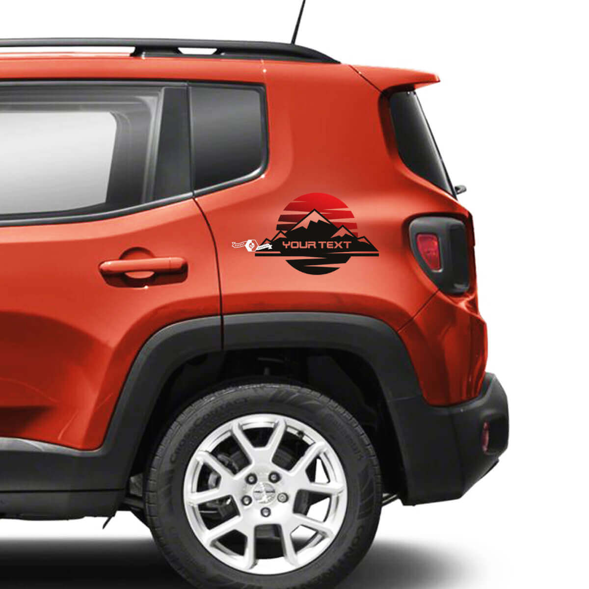 Coppia Jeep Renegade Fender Mountain Side Logo Sunset Retro Old School Graphic Decalcomania in vinile Gradiente
