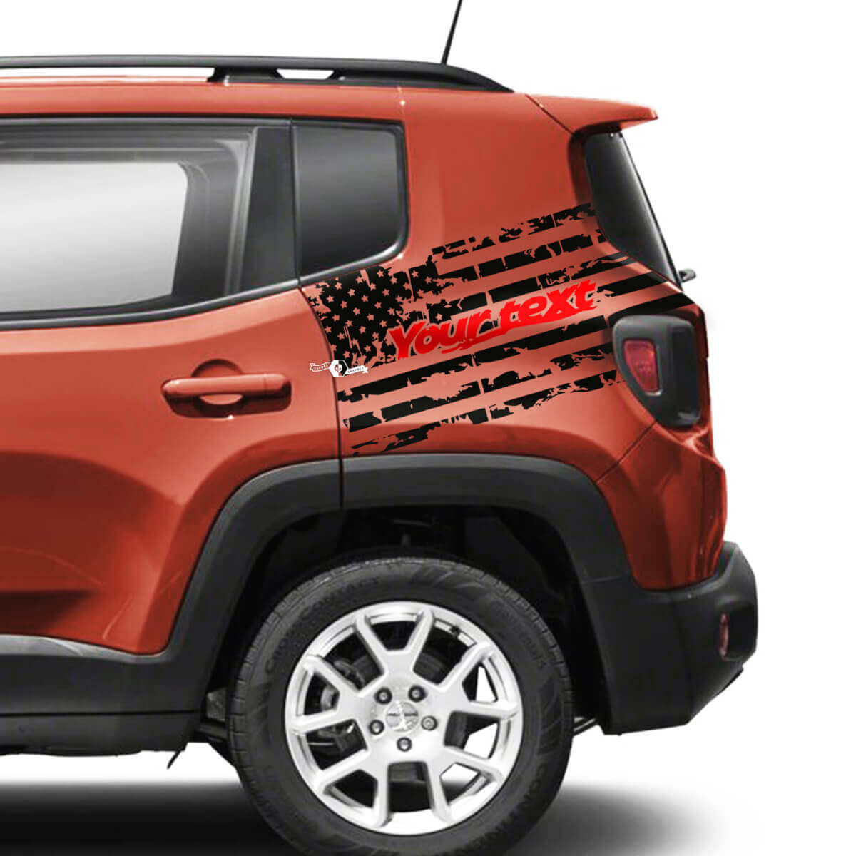Coppia Jeep Renegade Parafango posteriore Bandiera USA Distrutta Grafica Adesivo in vinile 2 colori
