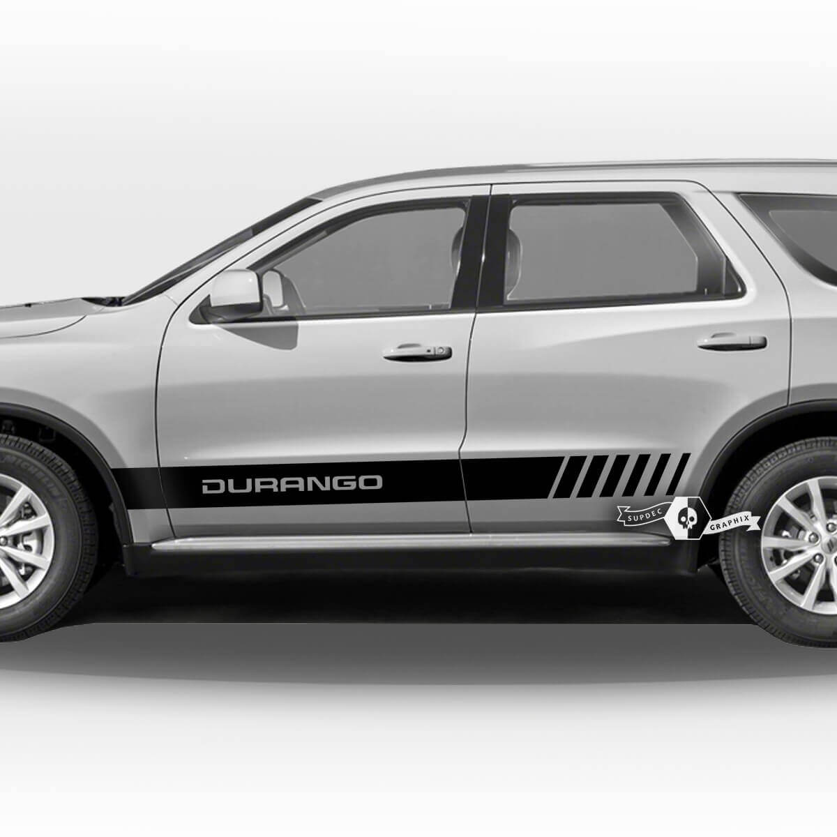 Coppia adesivi in ​​vinile con decalcomania a strisce per pannelli basculanti per porte laterali Dodge Durango
