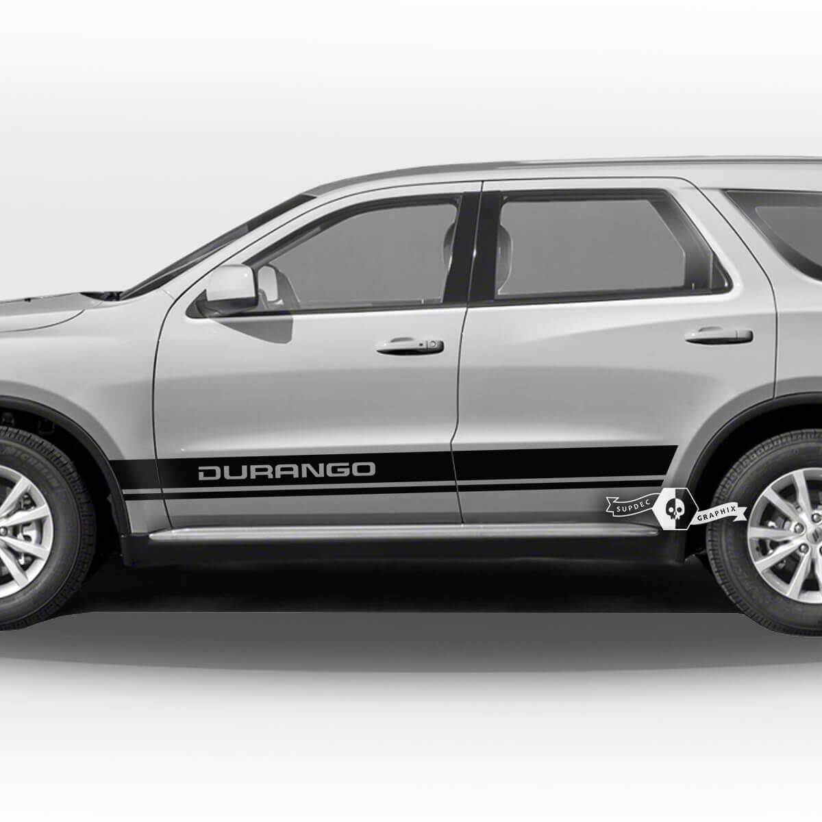 Coppia adesivi in ​​vinile con decalcomania a strisce per pannelli basculanti per porte laterali Dodge Durango
