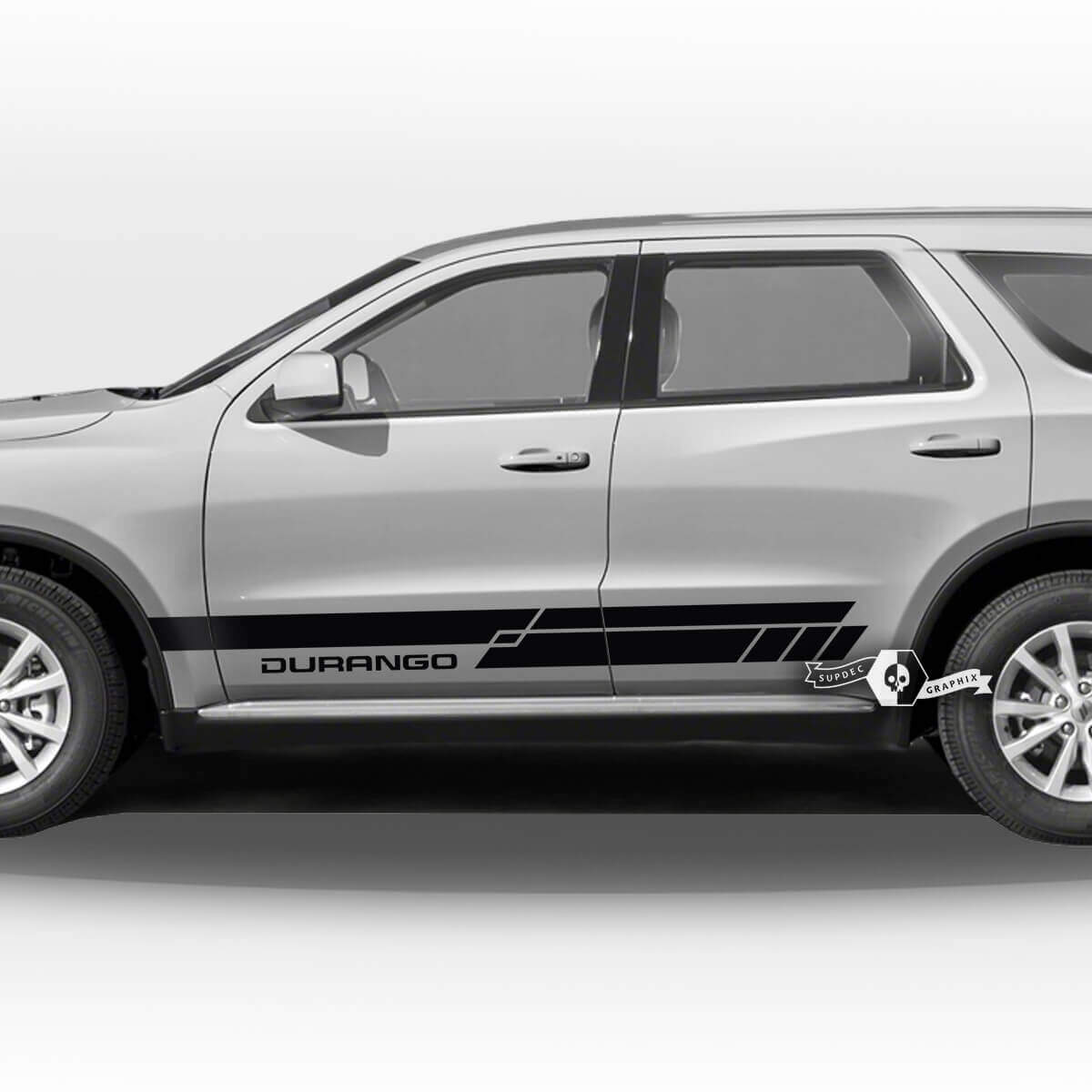 Coppia adesivi in ​​vinile con decalcomania a strisce per pannelli basculanti per porte laterali Dodge Durango
