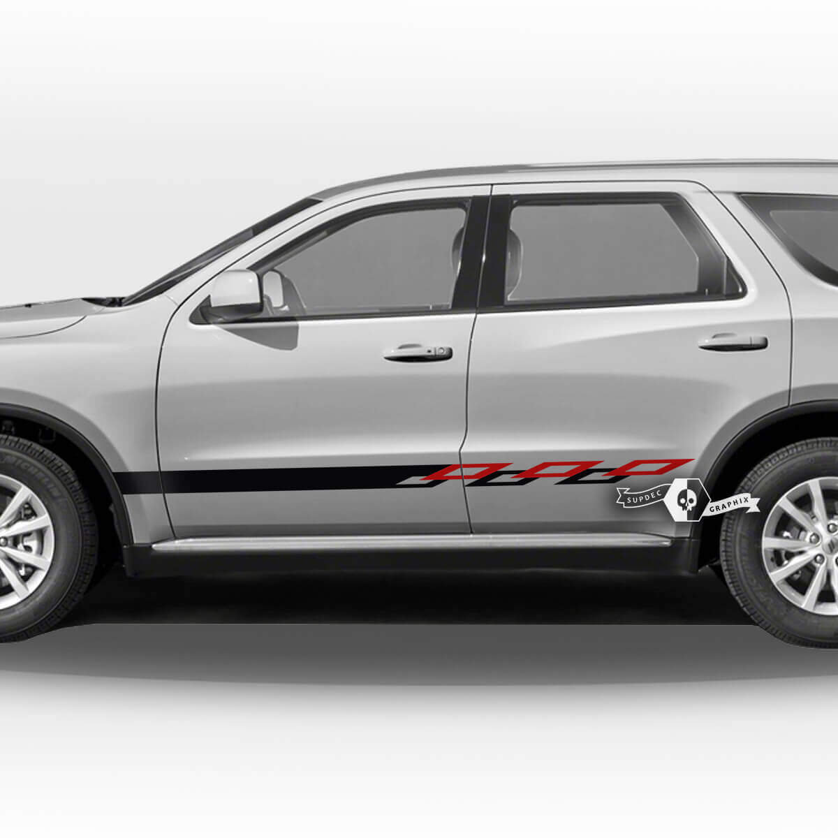 Coppia Dodge Durango porte laterali pannello basculante rivestimento bandiera a scacchiera strisce decalcomania adesivi in ​​vinile 2 colori
