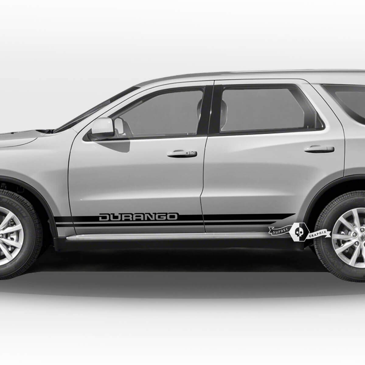 Coppia adesivi in ​​vinile con decalcomania a strisce con logo per porte laterali Dodge Durango
