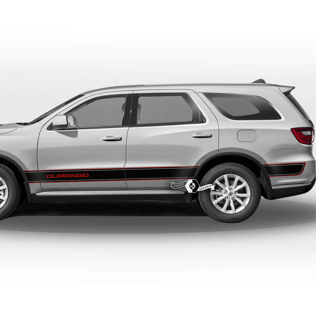 Coppia Dodge Durango porte laterali pannello basculante rivestimento bandiera a scacchiera strisce decalcomania adesivi in ​​vinile 2 colori
