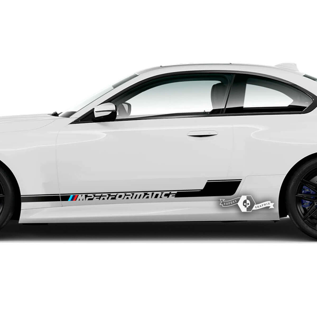 Coppia BMW M2 M240 G42 F22 F87 M Performance Side Stripe Porte Logo Stripe Adesivo in vinile
