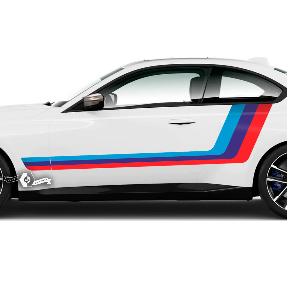 Coppia BMW M2 M240 G42 F22 F87 M Performance Strisce laterali Porte Parafango posteriore Stripe M Vinile adesivo M Colori
