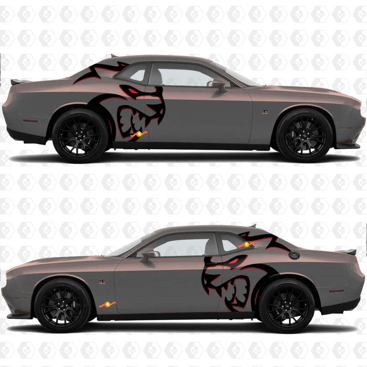 Adesivi per decalcomanie laterali a due colori per Dodge Challenger Hellcat Red Eye Redeye o Caricatore
