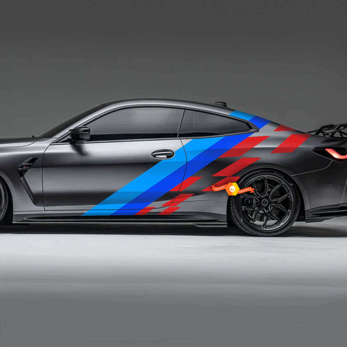 Adesivo Vinile Bandiera a Scacchi Porte Laterali Posteriori M Performance per BMW M3 M4