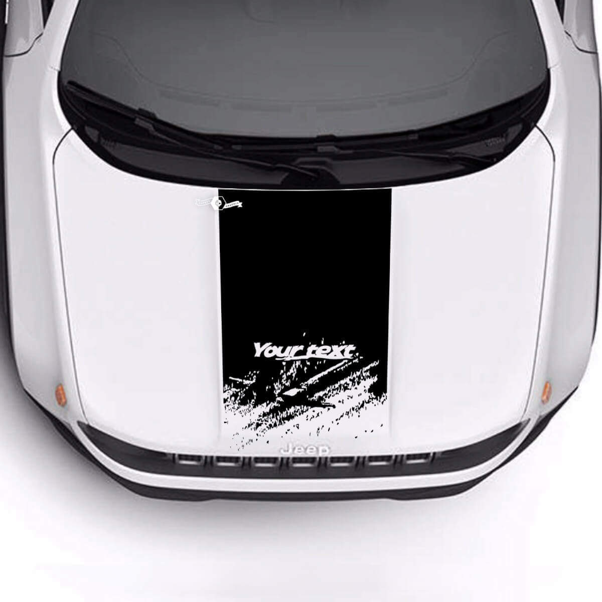 Adesivo in Vinile con Testo Personalizzato Logo Striscia Cofano Rovinato Ammaccato per Jeep Renegade Trailhawk