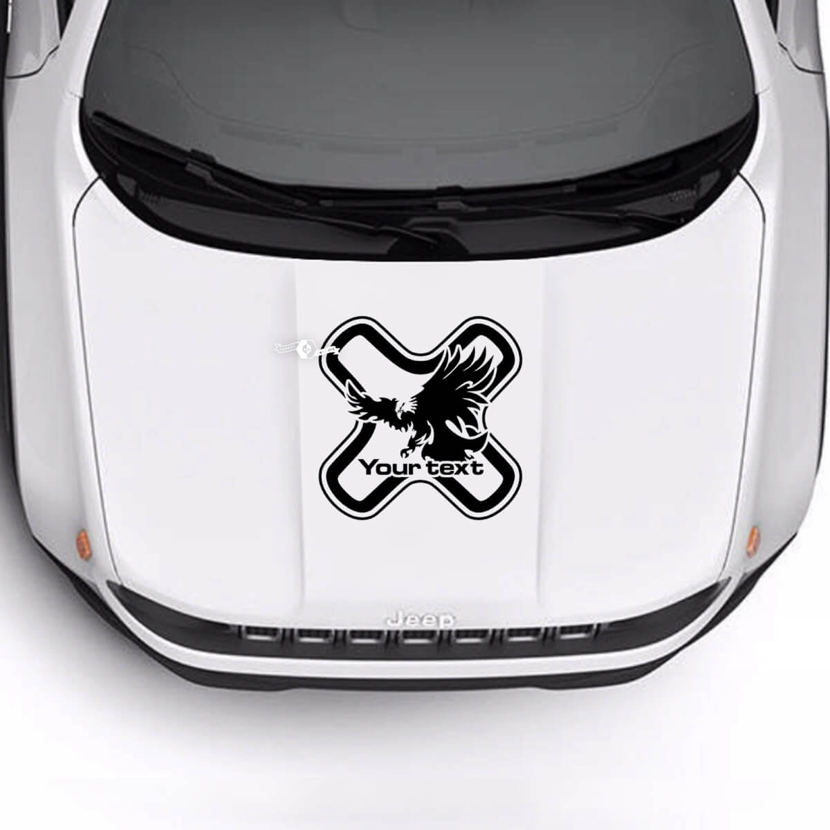 Adesivo in vinile con testo personalizzato Cappuccio Aquila Calva per Jeep Renegade Trailhawk